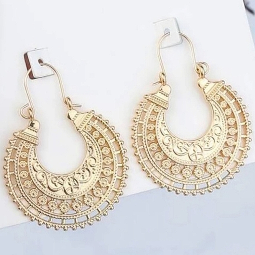 Bohemian Gold Round Hoops